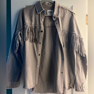 Zara fringe and rhinestone button down